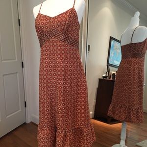 🧡Loft, Burnt-Orange, Prairie-Style Sundress